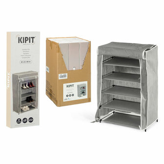 Schoenenrek Kipit Zwart Grijs Stof 50 x 32 x 88 cm 2