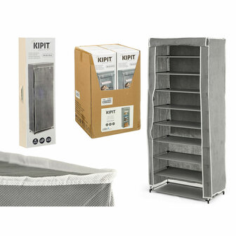 Schoenenrek Kipit Zwart Grijs Stof Plastic 58 x 32 x 157 cm 2