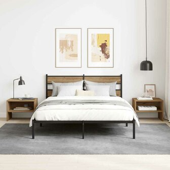 Nachtkastje artisanaal eikenkleurig 40 x 40 x 30 cm 1