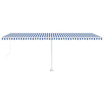 Luifel vrijstaand handmatig uittrekbaar 600x350 cm blauw en wit 4