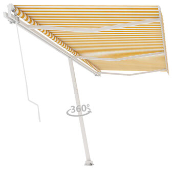 Luifel vrijstaand handmatig uittrekbaar 600x350 cm geel en wit 3