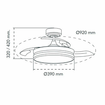 Plafondventilator CristalRecord 85-065-46-180 Zwart 45 W &Oslash; 92 cm 6