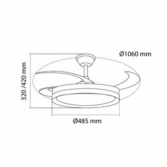 Plafondventilator CristalRecord EVO RETRAC Transparant 72 W 6