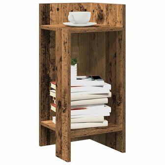 Bijzettafeltje met plank 25,5x27x60 cm oud houtkleurig 1