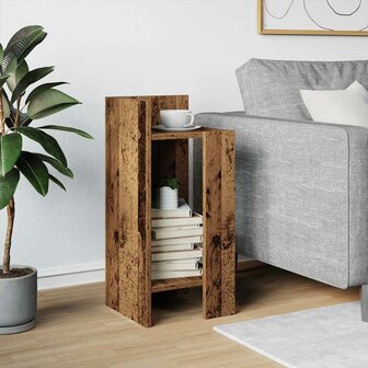 Bijzettafeltje met plank 25,5x27x60 cm oud houtkleurig 3