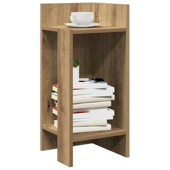 Bijzettafeltje met plank 25,5x27x60 cm artisanaal eikenkleur 1