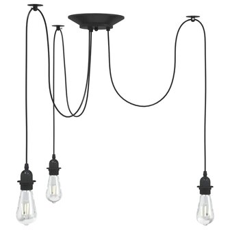 Hanglamp met 3 lamphouders E27 metaal zwart 1