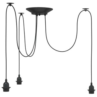 Hanglamp met 3 lamphouders E27 metaal zwart 2