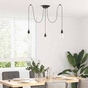 Hanglamp met 3 lamphouders E27 metaal zwart 3