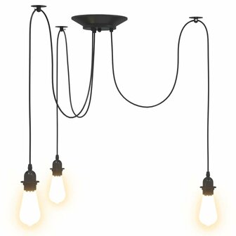 Hanglamp met 3 lamphouders E27 metaal zwart 6