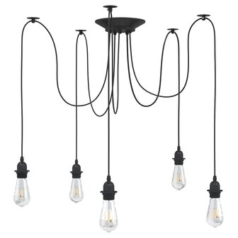 Hanglamp met 5 lamphouders E27 metaal zwart 1
