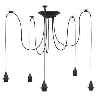 Hanglamp met 5 lamphouders E27 metaal zwart 2