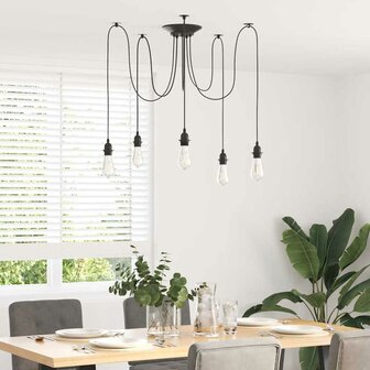 Hanglamp met 5 lamphouders E27 metaal zwart 3