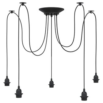 Hanglamp met 5 lamphouders E27 metaal zwart 5