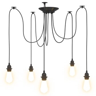 Hanglamp met 5 lamphouders E27 metaal zwart 6