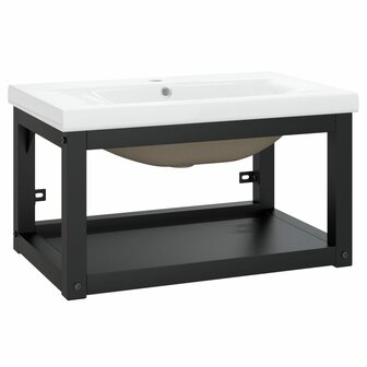 Wastafelframe met inbouwwastafel ijzer zwart 2