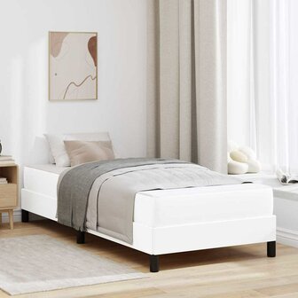 Bed met matras Zuiverwit 90 x 190 cm Kunstleer 1