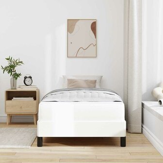 Bed met matras Zuiverwit 90 x 190 cm Kunstleer 4