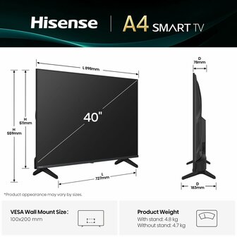 Smart TV Hisense 40A4Q        40 Full HD DLED 40&quot; 5