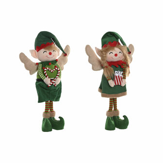 Kerstversiering Home ESPRIT Rood Groen Elf 31 X 13 X 53 CM (2 Stuks) 1