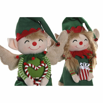Kerstversiering Home ESPRIT Rood Groen Elf 31 X 13 X 53 CM (2 Stuks) 2