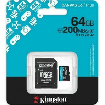 Micro SD kaart met adapter Kingston CANVAS Go! Plus 64 GB 3
