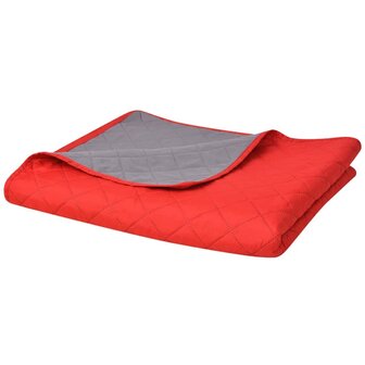 Dubbelzijdige quilt bedsprei rood en grijs 220x240 cm 1