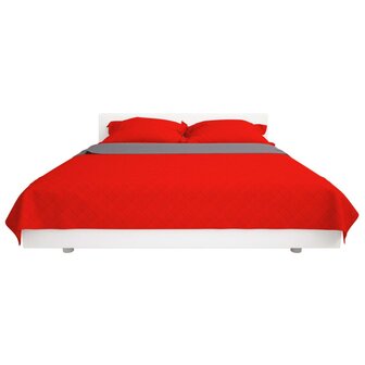 Dubbelzijdige quilt bedsprei rood en grijs 220x240 cm 3