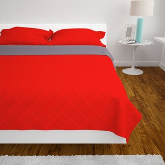 Dubbelzijdige quilt bedsprei rood en grijs 220x240 cm 4