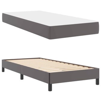Bed met matras Grijs 90 x 190 cm Kunstleer 5