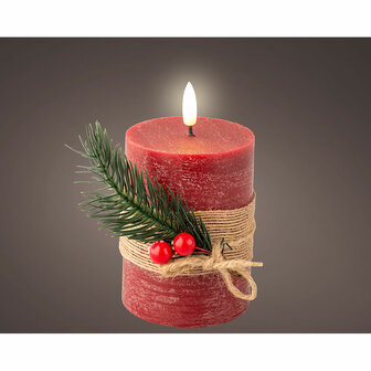 LED kaars Lumineo Rood &oslash; 7,5 x 13 cm Rustiek (AA) 2