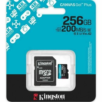 Micro SD kaart met adapter Kingston CANVAS Go! Plus 256 GB 3