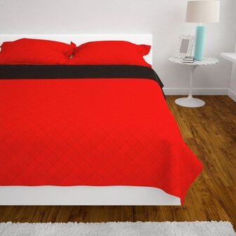131552 Dubbelzijdig Quilted Bedspread Rood en Zwart 170x210 cm 4