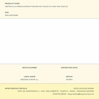 Pan San Ignacio toledo Gehard aluminium 6