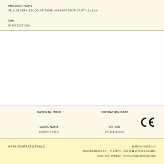 LED kaars Lumineo Beige Cr&egrave;me &Oslash; 7 x 11,2 cm (AAA) 5