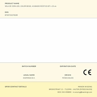 LED kaars Lumineo Beige Cr&egrave;me &Oslash; 7 x 15 cm (AAA) 4