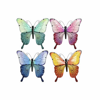 Wanddecoratie Home ESPRIT Geel Blauw Groen Lila Vlinder Shabby Chic 30 x 1,5 x 30 cm (4 Stuks) 4