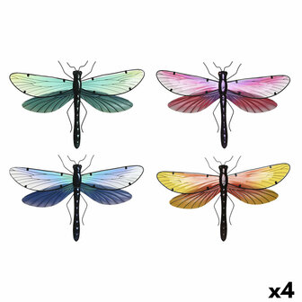 Wanddecoratie Home ESPRIT Geel Blauw Groen Lila Shabby Chic Libel 46 x 1 x 31 cm (4 Stuks) 1