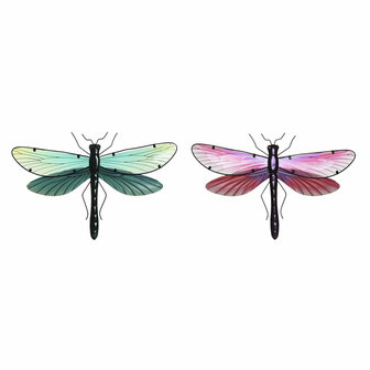 Wanddecoratie Home ESPRIT Geel Blauw Groen Lila Shabby Chic Libel 46 x 1 x 31 cm (4 Stuks) 4