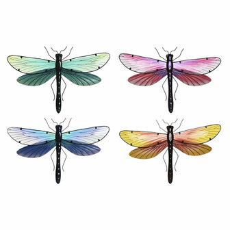 Wanddecoratie Home ESPRIT Geel Blauw Groen Lila Shabby Chic Libel 46 x 1 x 31 cm (4 Stuks) 6