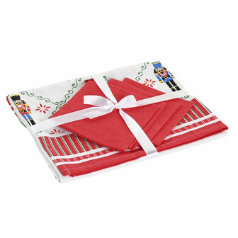 Vlekbestendig tafelkleed van hars Home ESPRIT Rood Groen Beige (5 Onderdelen) 1