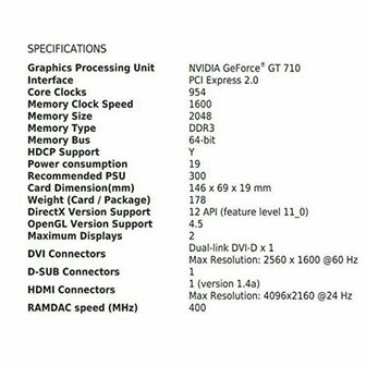 Videokaart MSI NVIDIA GeForce GT 710 GDDR3 7