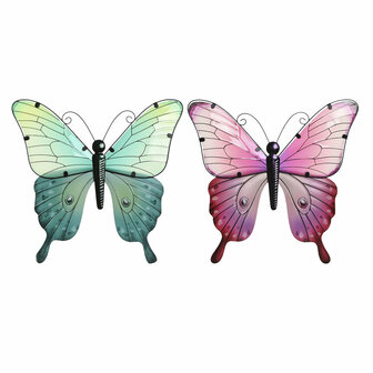 Wanddecoratie Home ESPRIT Geel Blauw Groen Lila Vlinder Shabby Chic 46 x 1,5 x 46 cm (4 Stuks) 5
