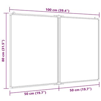 Whiteboard magnetisch inklapbaar 100x80x1,7 cm aluminium 7