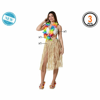 Kostuums voor Volwassenen Hawaiiaanse Hawaiiaan (3 Onderdelen) 2