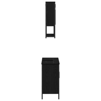 Badkamermeubelset met plank met opslag 2 pcs Zwart Bewerkt hout 7
