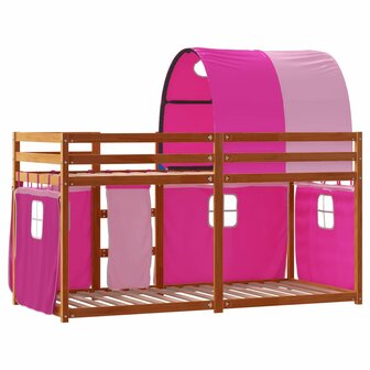 Stapelbed met gordijnen 75x190 cm grenenhout roze 7