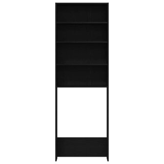 Wasmachinekast Zwart Eiken 64 x 24 x 190 cm Bewerkt hout 6