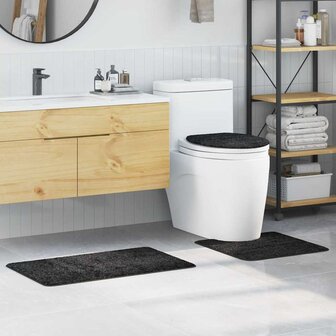 Antislip Badmat Set 3 pcs Donkergrijs PP 1