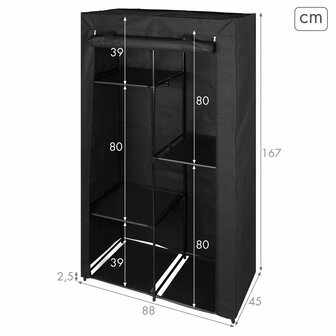 Kledingkast Max Home Zwart 88 X 167 X 45 CM 2 Stuks 5